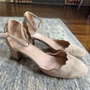 Elegant Beige Suede Women's Heels